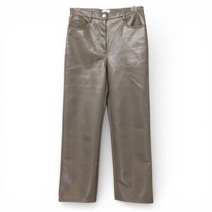 Wilfred Aritzia The Melina Pants Brown Vegan Leather Straight Leg High Rise 4